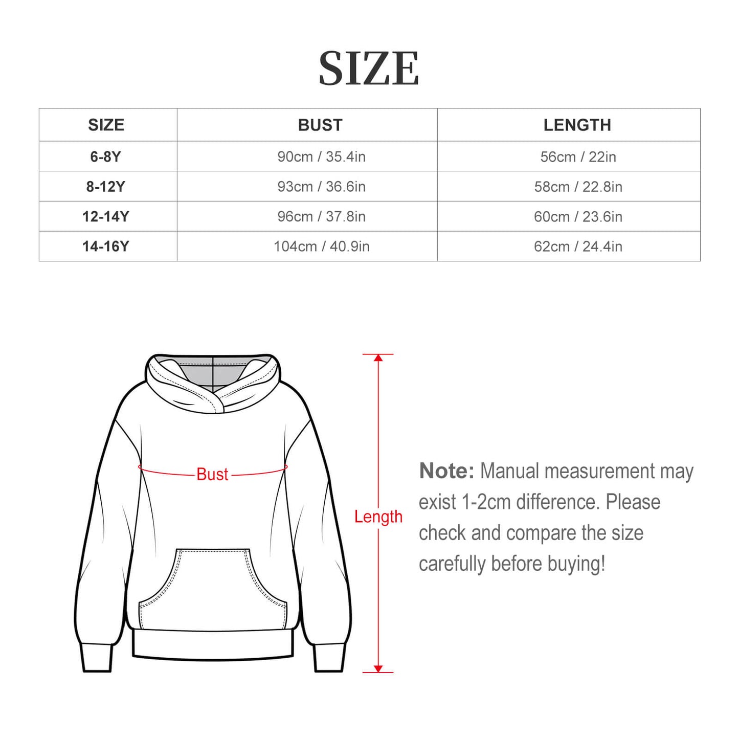 230gsm Children's Hooded Sweatshirt without Drawstrings(All-Over Printing)