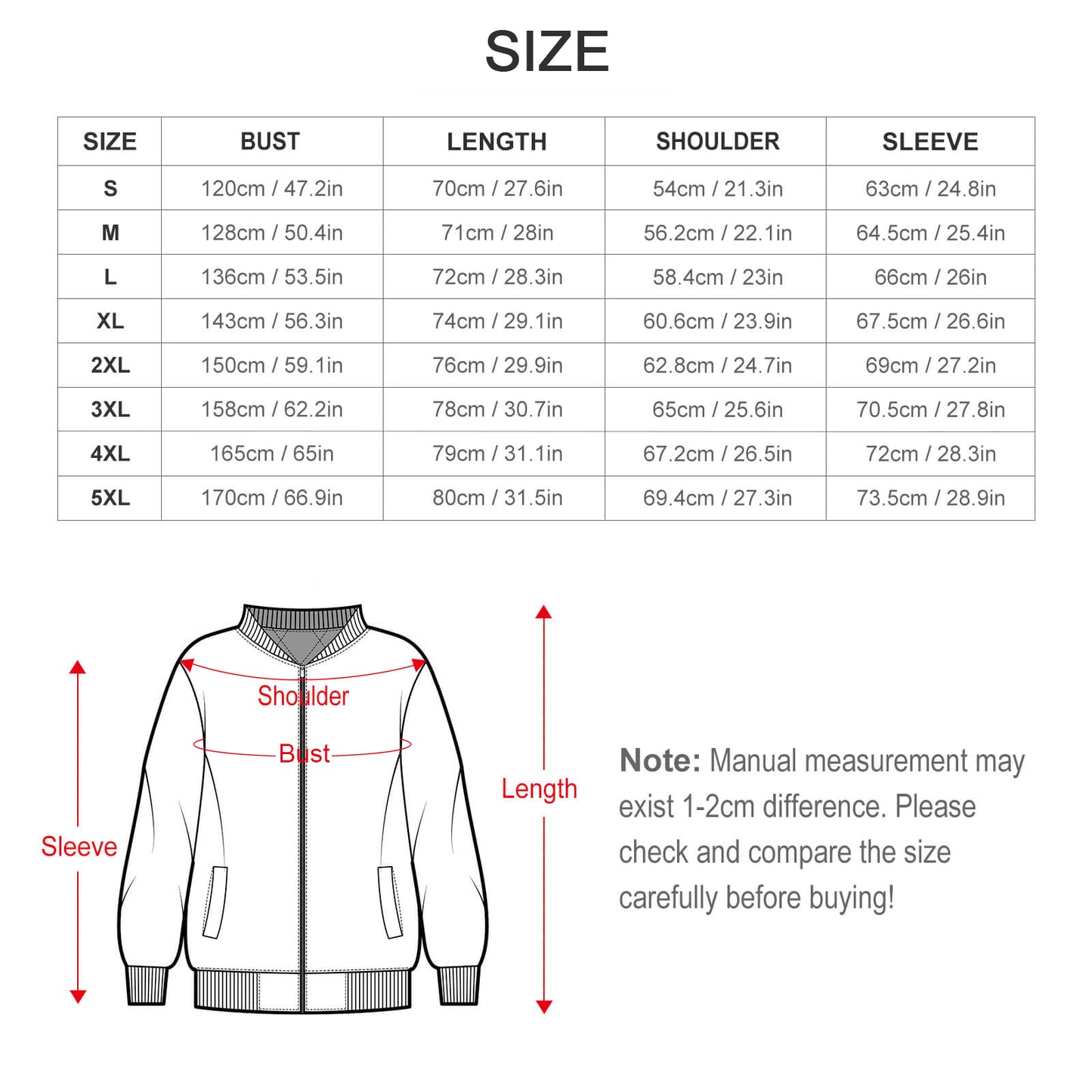 180gsm Zipper Bomber Jacket BMJ (All-Over Printing)