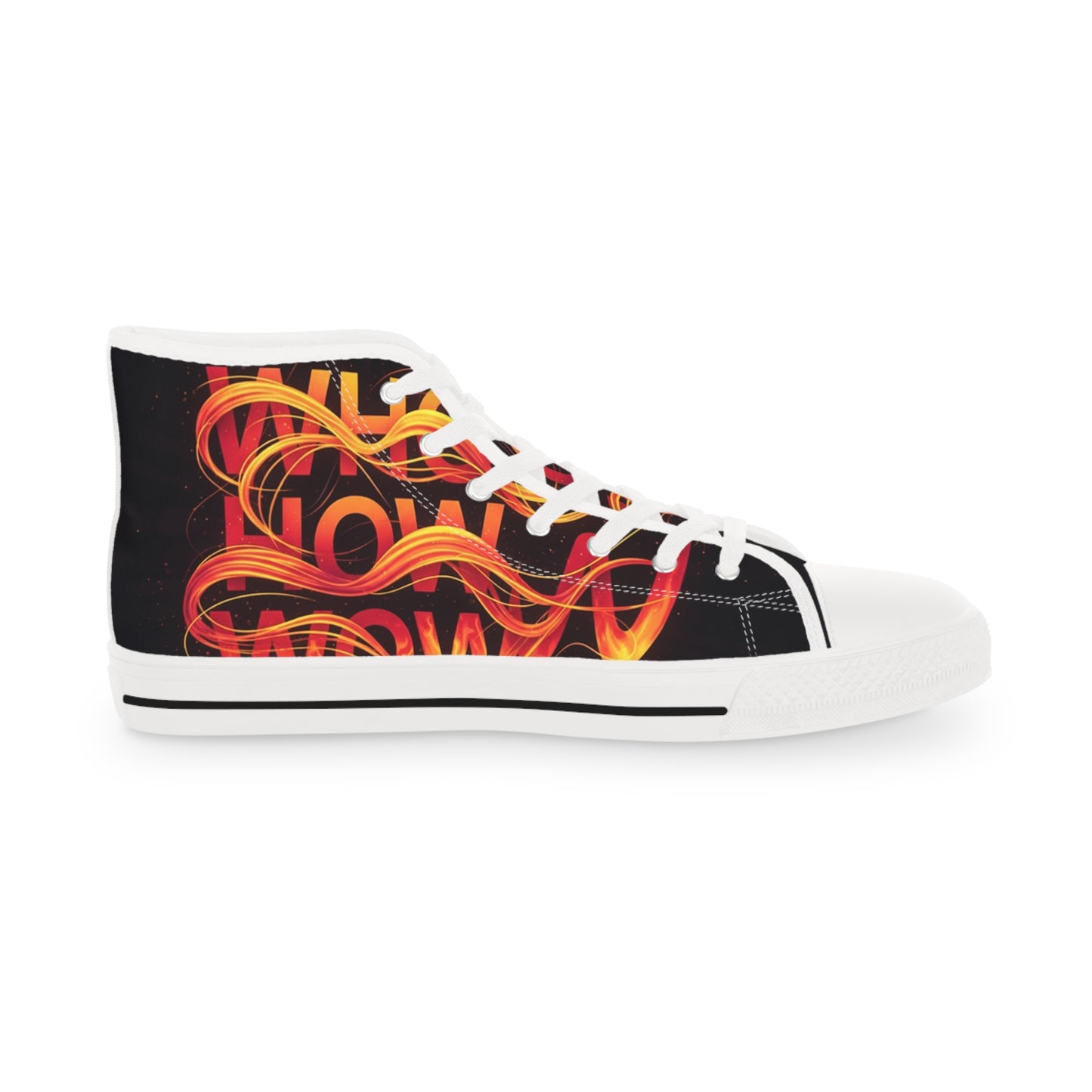 Men's High Top Sneakers with Flame Design - Urban Style, Trendy Footwear, Perfect for Casual Outfits, Unique Gift Idea, Streetwear Fashion