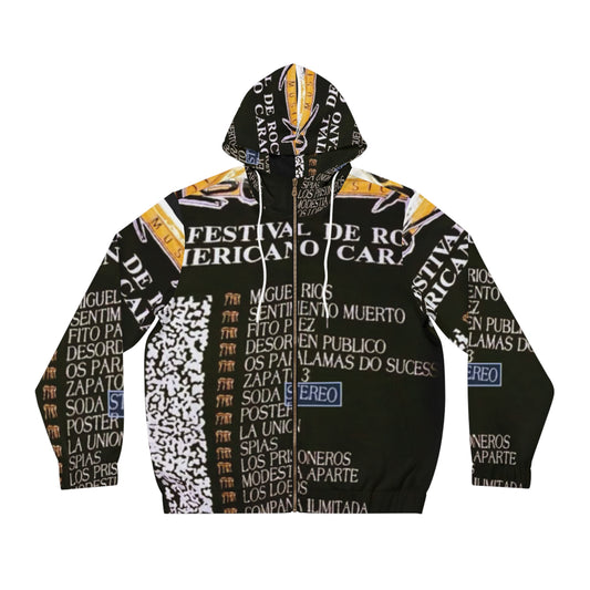 Colorful Festival Graphic Hoodie - Unisex, Full-Zip, Perfect for Concerts, Casual Wear, Gift for Music Lovers