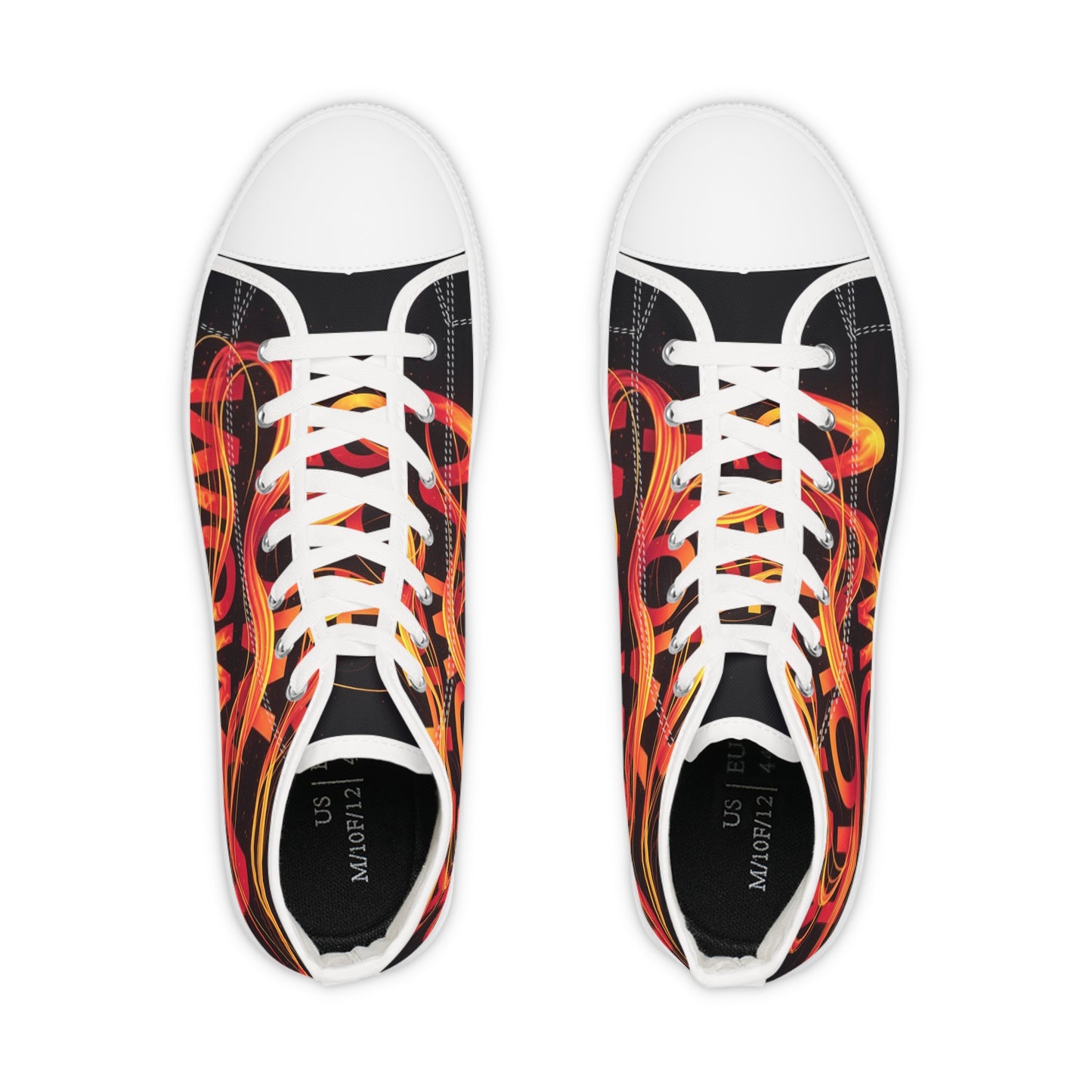 Men's High Top Sneakers with Flame Design - Urban Style, Trendy Footwear, Perfect for Casual Outfits, Unique Gift Idea, Streetwear Fashion