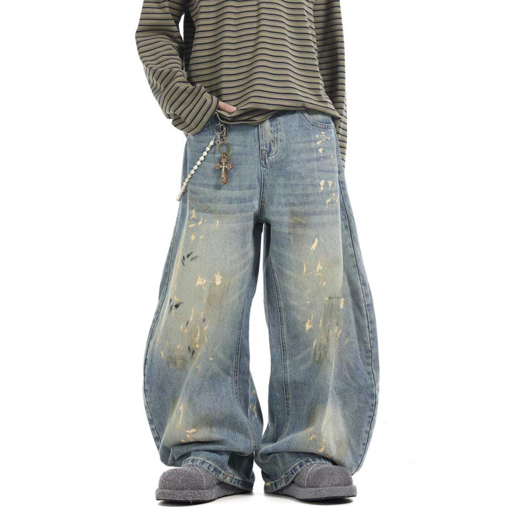 Hand-Painted Loose Streetwear Jeans